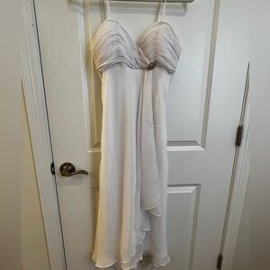 Chic White Formal Dress with Draped Bodice